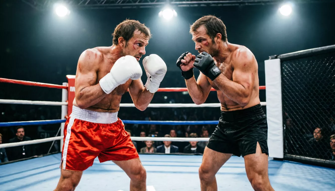 Ring de boxeo y octágono de MMA lado a lado mostrando las diferencias entre ambos deportes