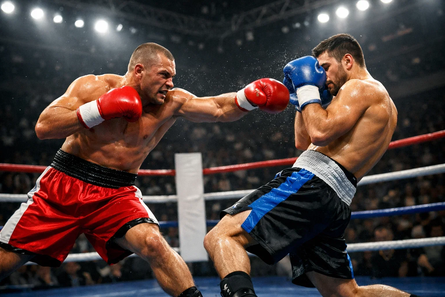 Dos boxeadores con estilos diferentes durante un combate